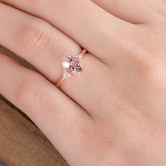 NEW Pink Sapphire 18 K Rose Gold Filled Ring 5 6 - Picture 9 of 11